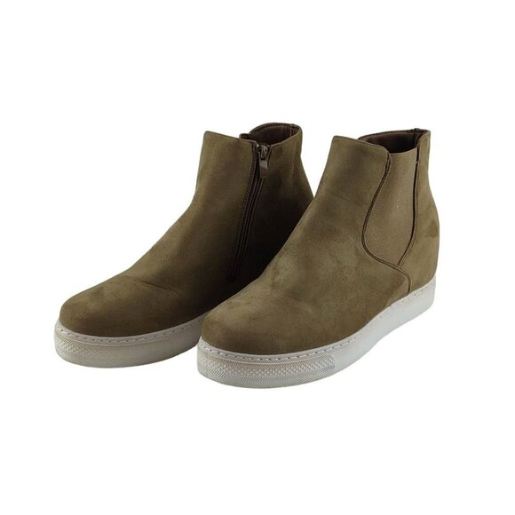 Womens Bootie High Top Sneaker Sz 10 Faux Suede Ankle Zipper - Picture 4 of 10